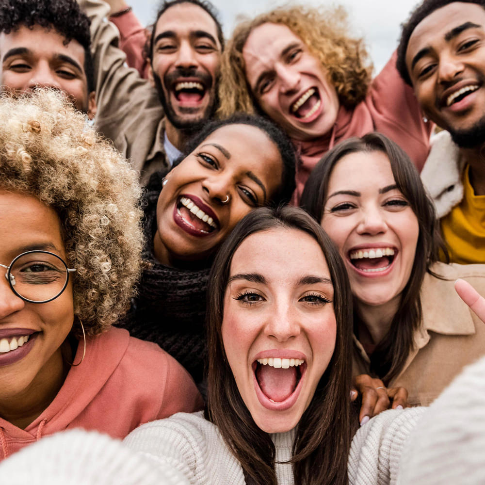 Happy people taking a selfie